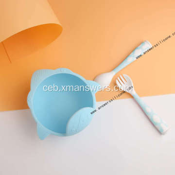 Soft silicone food feeding spoon set para sa bata